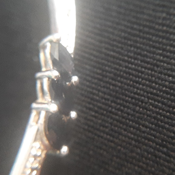 Sterling silver sapphire diamond hinged bracelet. - Picture 3 of 4